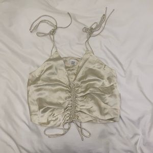 Silk bow tied cropped Wilfred tank